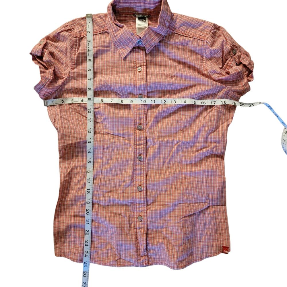 The North Face Red/Blue Micro Plaid Short Sleeve Button Down Top Size Large - Picture 3 of 4